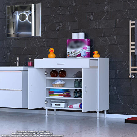 Mira Banyo ve Mutfak Dolabı Çok Amaçlı Dolap 1 Çekmece 2 Kapak 3 Raflı 4 Bölme 100x88x32,5 cm