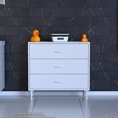 Efil 3'lü Çekmece Banyo Dolabı Çok Amaçlı Çekmecelerle Daha Düzenli 70x75x32,5 cm