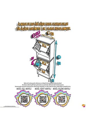 Veluna 35 cm Kirli Çamaşır Sepetli Dolap Banyo Dolabı Beyaz 35x138x32,5 cm 2 Sepetli Dolap
