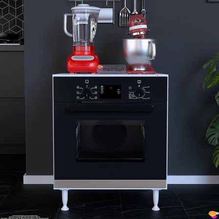 Nivo 60 cm Ankastre Fırın ve Ocak Altı Modülü Mutfak Robotu Standı Beyaz Mutfak Dolabı 60x76x56 cm