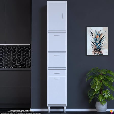 Zümra 35 cm Beyaz Mutfak Dolabı Patates Soğan Saklama Dolabı Çok Amaçlı Kiler Banyo Dolabı 35x226x32