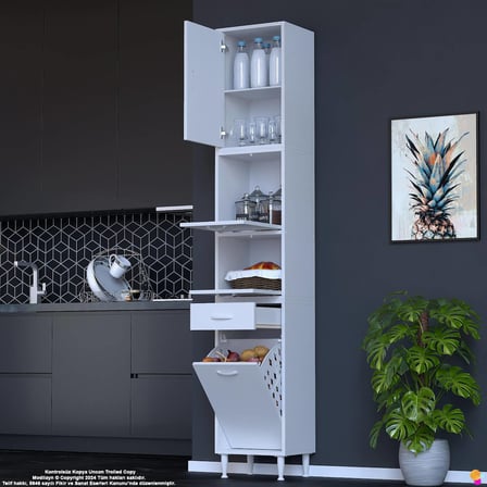 Zümra 35 cm Beyaz Mutfak Dolabı Patates Soğan Saklama Dolabı Çok Amaçlı Kiler Banyo Dolabı 35x226x32