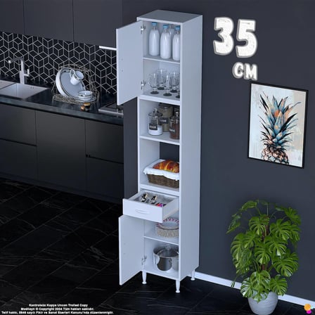Bengi 35 cm Organizer Mutfak Dolabı - Kahve Makinası Mutfak Robotu Standı Çok Amaçlı 35x226x32 cm