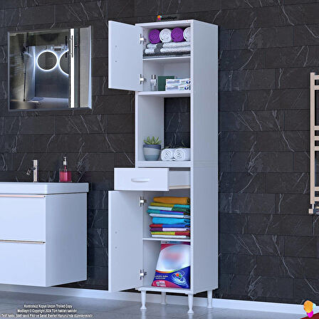 Azra Mutfak Ve Banyo Dolabı Tek Çekmece 2 kapak ve 5 raflı Çok Amaçlı Dolap 45x173x32,5 cm