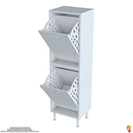 Esil Banyo Kirli Çamaşır Dolabı  Banyo Dolabı  45 cm 4 Bölme Saklayıcı  Sepetli Dolap 45x138x325 cm