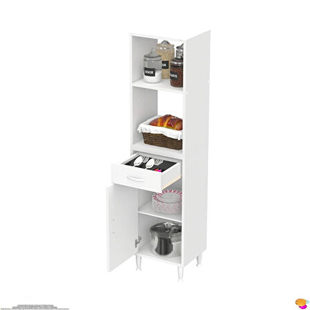 Modilayn VİO Fırın Dolabı (40x163,4x32.5 cm) Çekmeceli Kapaklı Mini/Midi Mikrodalga Mutfak Dolabı