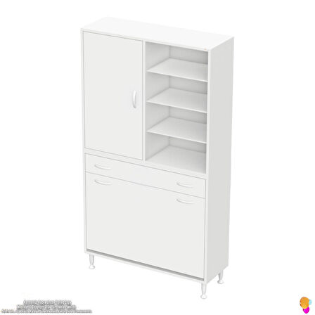 Kayra 1 Çekmece, 3 Göz Sepet, Tek Kapak, 8 Raf Dar Alan Banyo Dolabı 100x173x32,5 cm