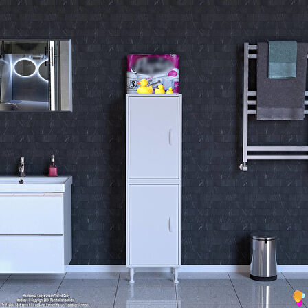 Elmas  Çok Amaçlı Dolap 35 cm 4 Kapak 4 Bölmeli Banyo Mutfak Dolabı 35x138x32,5 cm