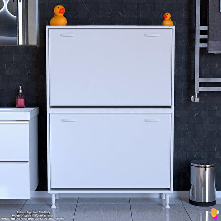 Esil Banyo Kirli Çamaşır Dolabı  Banyo Dolabı  90 cm 6 Bölme Saklayıcı Sepetli Dolap 90x138x325 cm