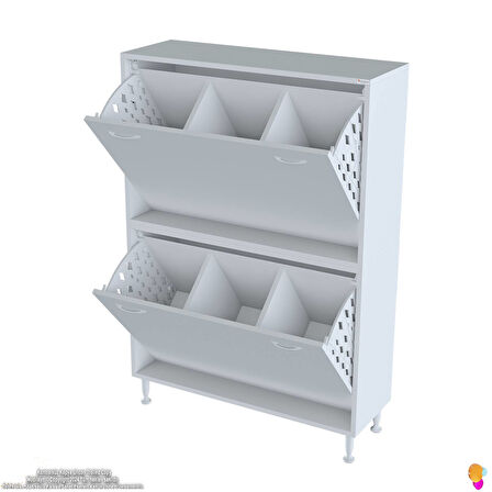 Esil Banyo Kirli Çamaşır Dolabı  Banyo Dolabı  90 cm 6 Bölme Saklayıcı Sepetli Dolap 90x138x325 cm