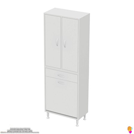 YENİ AFRA 60x173x32,5 cm' lik 1 Çekmece, 1 Göz Sepet, 2 Kapak, 4 Raf Dar Alan Banyo Dolabı