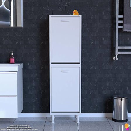 Esil Banyo Kirli Çamaşır Dolabı  Banyo Dolabı  40 cm 4 Bölme Saklayıcı  Sepetli Dolap 40x138x325 cm