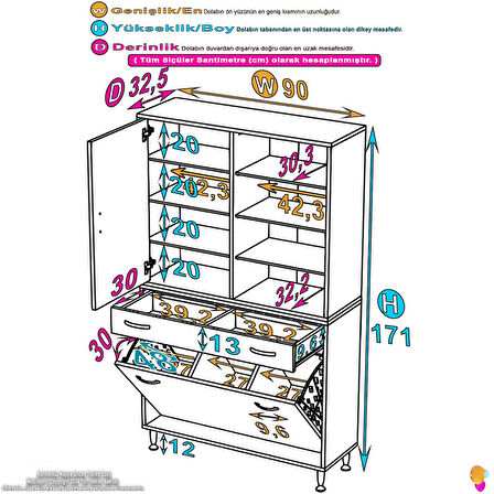 YENİ Kayra Tek Çekmece, 3 Göz Sepet, 2 Kapak, 8 Raf Dar Alan Banyo Dolabı 90x173x32,5 cm