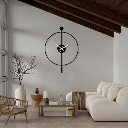 Minimalist Siyah Ahşap Duvar Saati – 49X38CM Sessiz Quartz Mekanizma