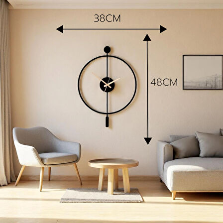 Minimalist Siyah Ahşap Duvar Saati – 49X38CM Sessiz Quartz Mekanizma