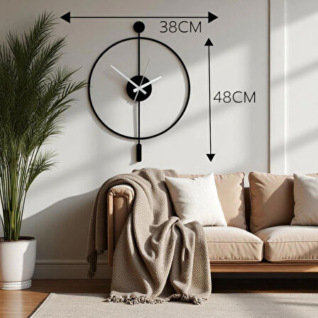 Minimalist Siyah Ahşap Duvar Saati – 49X38CM Sessiz Quartz Mekanizma