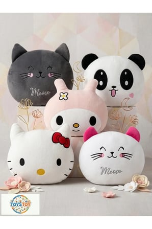 30 cm Gri Kedi Peluş Yastık – Sevimli Kedi Tasarımlı Yumuşak Peluş Oyuncak Miyav Peluş Kedi Oyuncak