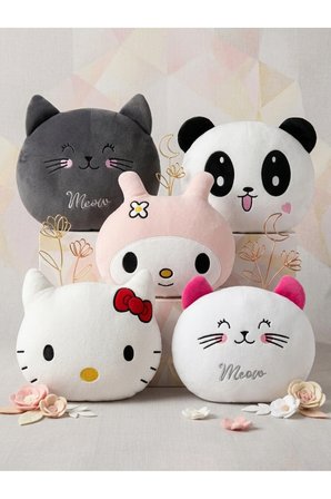 5'li 30 cm Peluş Yastık Desenli Yastık Kedi Yastık Peluş Kedi Oyuncak