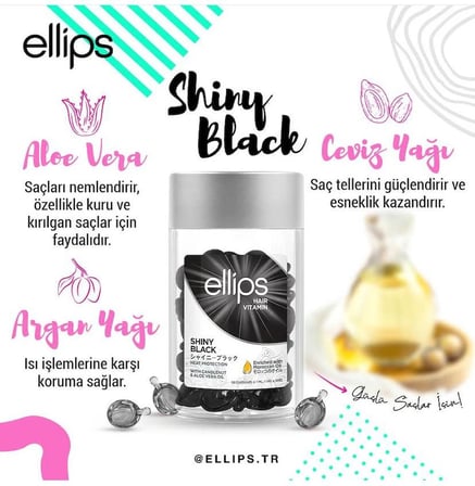 Ellips Siyah Saçlara Özel Işıltı Veren Saç Vitamini 50 Kapsül