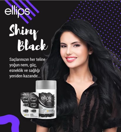 Ellips Siyah Saçlara Özel Işıltı Veren Saç Vitamini 50 Kapsül