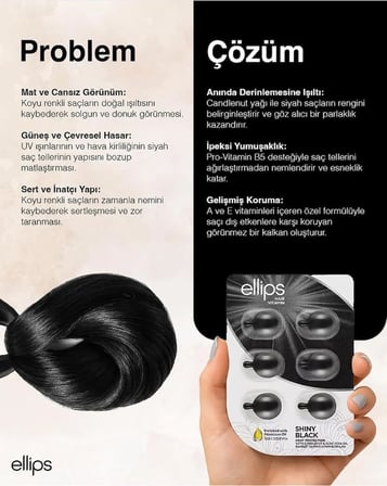  Ellips Siyah Saçlara Özel Işıltı Veren Saç Vitamini 6 Kapsül
