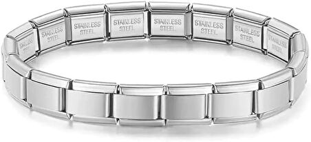 Nomi İtalyan Charm Bileklik 18 Parça (18cm) Silver (Gümüş Renk)