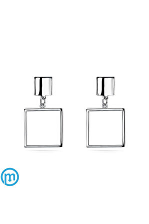 Kare Kadın Saplamalı Küpe- Gümüş Renk