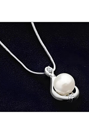 925 Ayar Yeni Tasarım Inci Taşlı Gümüş Kolye Hediyelik