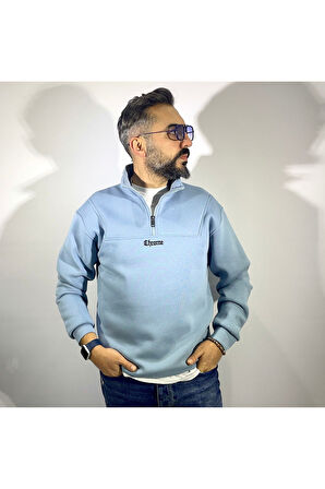 Yarım Fermuarlı Oversize Erkek Sweatshirt