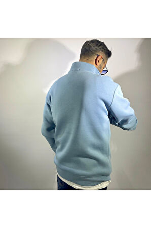 Yarım Fermuarlı Oversize Erkek Sweatshirt