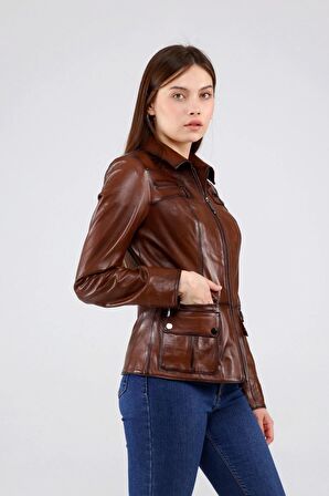 Kadın Hakiki Deri Mont