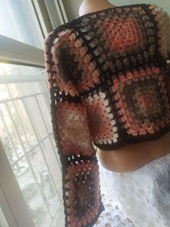 Crop Hırka Motifli Baharlık Handmade