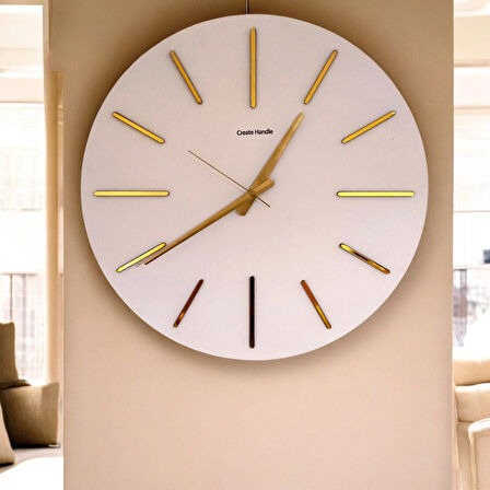 50X50 cm Kabartmalı Aynalı Pleksi Duvar Saati - Quartz Mekizma, Şık ve Modern Ahşap Tasarım