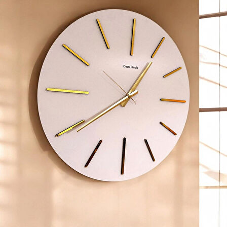 50X50 cm Kabartmalı Aynalı Pleksi Duvar Saati - Quartz Mekizma, Şık ve Modern Ahşap Tasarım
