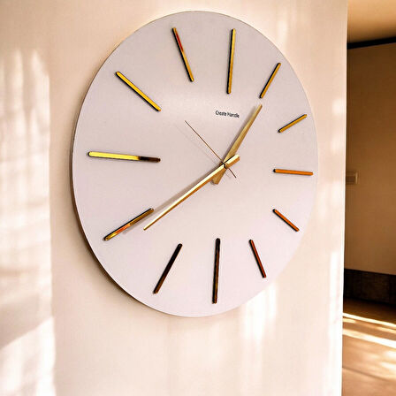 50X50 cm Kabartmalı Aynalı Pleksi Duvar Saati - Quartz Mekizma, Şık ve Modern Ahşap Tasarım