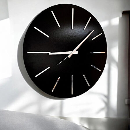 50X50 cm Kabartmalı Aynalı Pleksi Duvar Saati - Quartz Mekizma, Şık ve Modern Ahşap Tasarım
