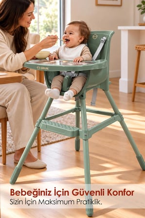Casual Chopo Pratik Mama Sandalyesi – Emniyet Kemerli, Kolay Temizlenebilir, Ayak Dinlendirmeli Bebek Mama Sandalyesi