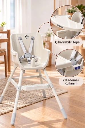 Casual Chopo Pratik Mama Sandalyesi – Emniyet Kemerli, Kolay Temizlenebilir, Ayak Dinlendirmeli Bebek Mama Sandalyesi