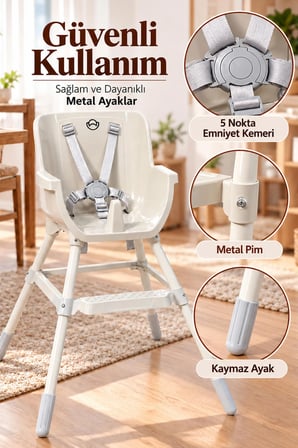 Casual Chopo Pratik Mama Sandalyesi – Emniyet Kemerli, Kolay Temizlenebilir, Ayak Dinlendirmeli Bebek Mama Sandalyesi