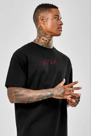 DE'CHARME Unisex Baskılı Oversize T-Shirt - Siyah