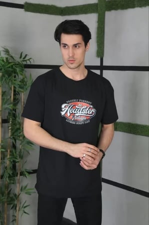 DE'CHARME Unisex Baskılı Oversize T-Shirt - Siyah