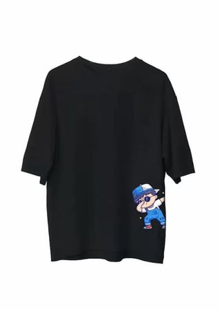 DE'CHARME Unisex Bisiklet Yaka Baskılı Oversize T-Shirt - Siyah