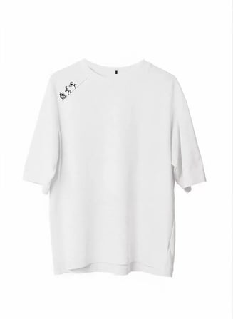 DE'CHARME Unisex Bisiklet Yaka Baskılı Oversize T-Shirt - Beyaz