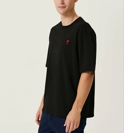 DE'CHARME Unisex Bisiklet Yaka Baskılı Oversize T-Shirt - Siyah