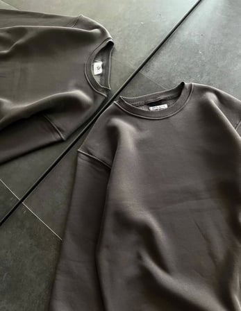DE'CHARME Kışlık Bisiklet Yaka Üç İplik Basic SweatShirt - Füme