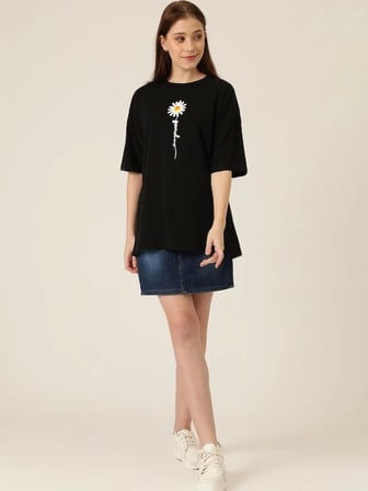 DE'CHARME Baskılı T-shirt - Siyah