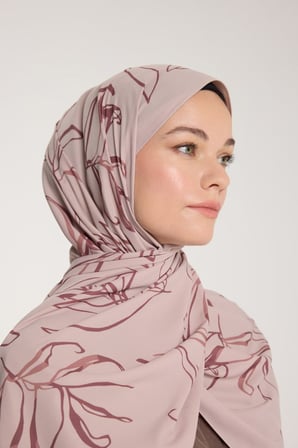 DE'CHARME Pure Tone Şal - Yaprak Desen - Latte - Kurugül