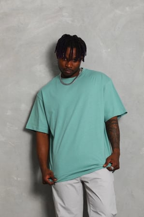 DE'CHARME Unisex Oversize Düz Bisiklet Yaka T-Shirt - Mint Yeşili