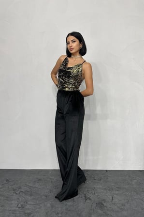 DE'CHARME Gold Askılı Degaje Bluz