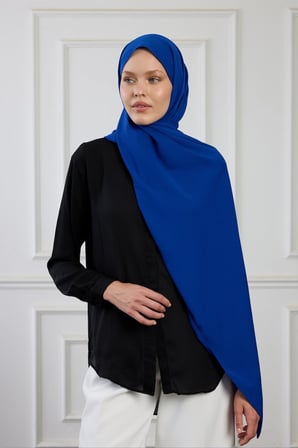 DE'CHARME Medine İpeği Şal - Saks Mavisi
